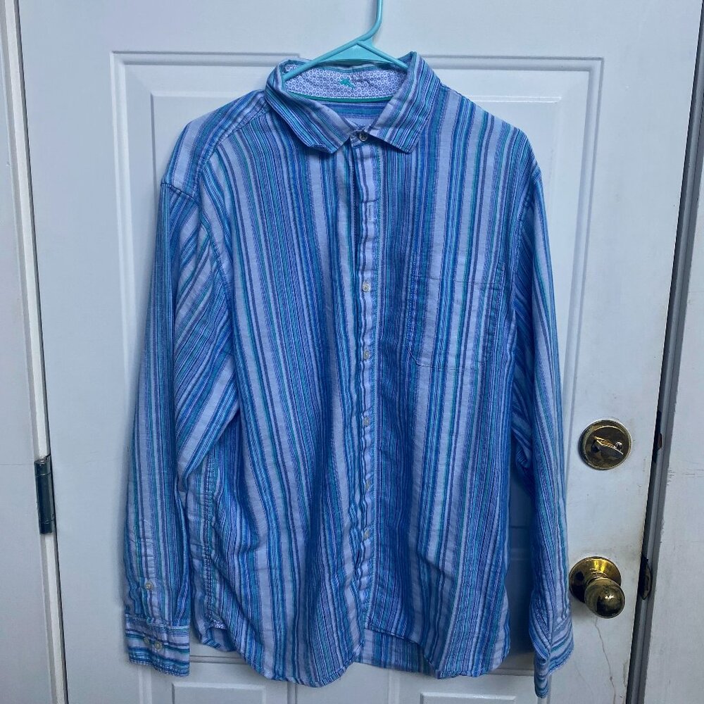 Tommy Bahama Men’s L Blue Green Long Sleeve Button Down Shirt